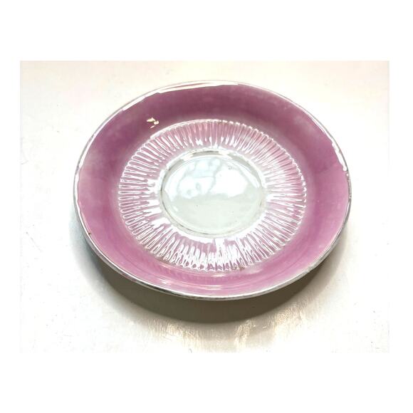 Antique Pink Lusterware Porcelain Saucer Unmarked 6" Victorian Trinket Dish - Picture 2 of 6